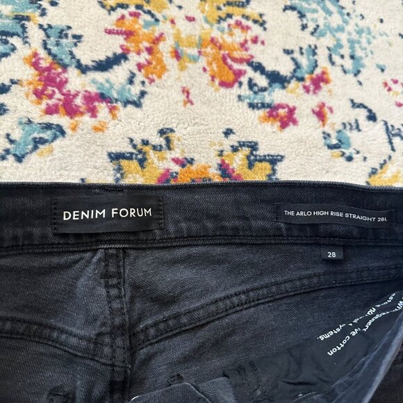 Denim Forum The Arlo High Rise Straight Leg Jeans Womens Size 28L Button Fly - Picture 7 of 10